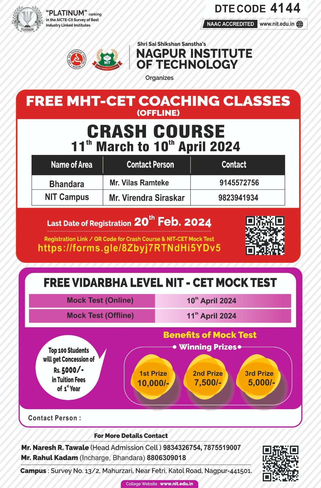 Free MHT-CET & Coaching Classes – Nagpur Institute of Technology